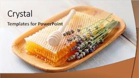  Presentation with lavender flowers - Beautiful PPT theme featuring honey comb with lavender flowers - sweet food backdrop and a lemonade colored foreground