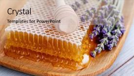  Presentation with lavender flowers - Amazing presentation design having honey comb with lavender flowers - sweet food backdrop and a soft green colored foreground