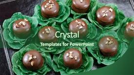  Presentation with chocolate chip cookie - Colorful PPT theme enhanced with honey cookie with chocolate - pao backdrop and a ocean colored foreground