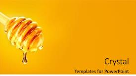  Presentation with spoon - Colorful slide set enhanced with honey dipper over yellow backdrop and a gray colored foreground