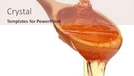  Presentation with honey - Presentation having honey dripping from a wooden honey dipper isolated on white background cutout background and a coral colored foreground