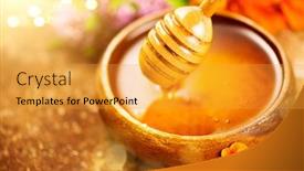  Presentation with honey - PPT layouts enhanced with honey-dripping-from-honey-dipper background and a gold colored foreground