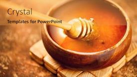  Presentation with honey - Beautiful slides featuring honey-dripping-from-honey-dipper backdrop and a yellow colored foreground