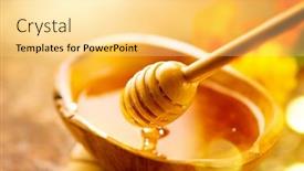  Presentation with honey - Colorful slide set enhanced with honey-dripping-from-honey-dipper backdrop and a blonde colored foreground