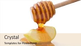  Presentation with green apple - PPT theme featuring honey dripping on a green background and a yellow colored foreground