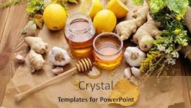  Presentation with healthy food - Slides featuring honey garlic herbs lemon background and a yellow colored foreground