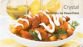  Presentation with tropical fruit - Slide deck with honey glazed chicken wings served with tropical fruit background and a blonde colored foreground