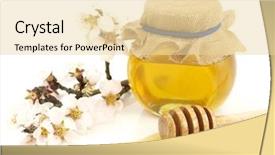  Presentation with fluid gold honey dripping - Slides featuring buffalo on the edge of paddy fields background and a mint green colored foreground