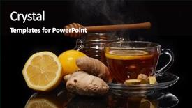  Presentation with black tea - Colorful presentation theme enhanced with honey in glass pot backdrop and a black colored foreground