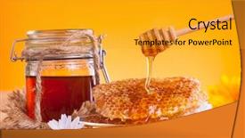  Presentation with honey bee honeycomb - Cool new theme with honey in jar with honeycomb backdrop and a gold colored foreground