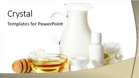  Presentation with cosmetics cream - Beautiful slide deck featuring honey milk and cosmetics backdrop and a white colored foreground