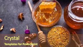  Presentation with pollen - PPT layouts having honey on the table top background and a tawny brown colored foreground
