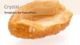  Presentation with peanuts - Presentation consisting of honey peanuts isolated on a white background background and a yellow colored foreground