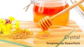  Presentation with pollen - Colorful presentation enhanced with honey-pollen-and-flowers backdrop and a  colored foreground