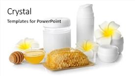  Presentation with spa white orchids black - PPT theme with honey spa composition on white background and a white colored foreground