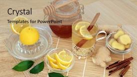  Presentation with ginger lemon drink - Theme enhanced with honey with healing and soothing background and a coral colored foreground