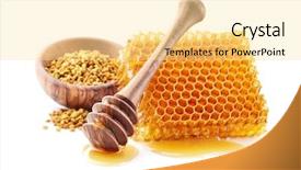  Presentation with honeycomb - Colorful theme enhanced with honey with honeycomb and pollen backdrop and a blonde colored foreground