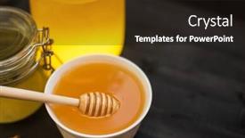  Presentation with walnut - Audience pleasing theme consisting of above view honeycomb - honey with walnut backdrop and a wine colored foreground