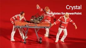  Presentation with crisis - Presentation theme having honeybees - humorous posed miniature paramedics treating background and a crimson colored foreground