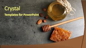 Presentation with honeycomb - Presentation theme consisting of honeycomb glass pot with honey background and a tawny brown colored foreground