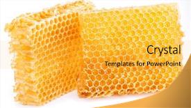  Presentation with high quality - Amazing slide set having honeycomb on a white background backdrop and a gold colored foreground
