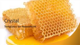  Presentation with honeycomb - Presentation design featuring honeycomb on a white background background and a gold colored foreground