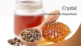  Presentation with antiseptic - Colorful theme enhanced with honeycomb propolis granules antiseptic backdrop and a sky blue colored foreground