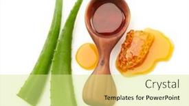  Presentation with aloe vera - PPT theme featuring honeycomb-with-aloe-vera-leaves background and a blonde colored foreground