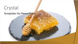  Presentation with honeycomb - Amazing PPT theme having honeycomb-with-honey-spoon backdrop and a white colored foreground