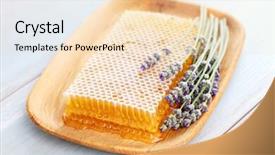  Presentation with lavender flowers - Beautiful slide set featuring honeycomb with lavender flowers - sweet food backdrop and a lemonade colored foreground