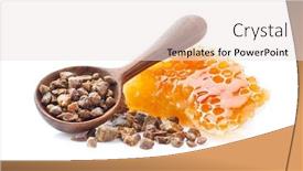  Presentation with honeycomb - Theme enhanced with honeycomb-with-propolis-on-white background and a sky blue colored foreground