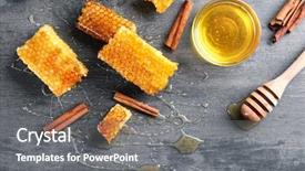  Presentation with honeycomb - PPT theme having honeycombs cinnamon dipper and spilled background and a gray colored foreground