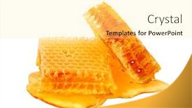  Presentation with honey - Slide deck featuring honeycombs-slice-isolated-on-white background and a blonde colored foreground