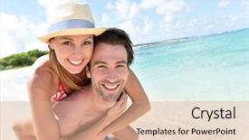  Presentation with honeymoon - Presentation theme consisting of honeymoon - man giving piggyback ride background and a coral colored foreground