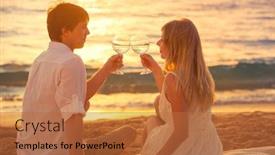  Presentation with honeymoon - Slide set enhanced with honeymoon concept man and woman in love couple enjoying glass of champagne on tropical beach at sunset beautiful sunset light background and a red colored foreground