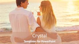  Presentation with honeymoon - Presentation design enhanced with honeymoon concept man and woman in love couple enjoying glass of champagne on tropical beach at sunset beautiful sunset light background and a coral colored foreground