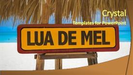  Presentation with honeymoon - PPT layouts having honeymoon in portuguese sign with beach background background and a tawny brown colored foreground