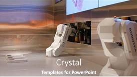  Presentation with robotic arm - Theme with hong-kong-05-november-2019 background and a coral colored foreground