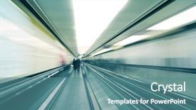  Presentation with moving art blue - Presentation design consisting of hong kong airport - abstract image a moving escalator background and a teal colored foreground