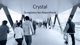  Presentation with blur office of - Presentation consisting of hong kong airport - blue office corridor background and a  colored foreground