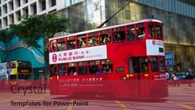  Presentation with tram - Beautiful PPT theme featuring hong-kong-april-02-unidentified backdrop and a red colored foreground