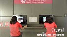  Presentation with survey - PPT theme consisting of hong-kong-april-17-girls background and a tawny brown colored foreground