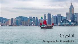  Presentation with hong kong - Amazing theme having hong-kong-asia-travel-landscape backdrop and a light blue colored foreground