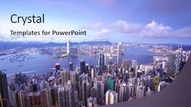  Presentation with hong kong china - Audience pleasing presentation theme consisting of hong kong at evening backdrop and a light blue colored foreground