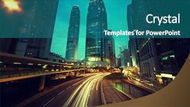  Presentation with hong kong - Presentation theme consisting of hong kong at sunset time background and a teal colored foreground