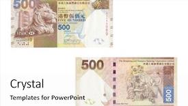  Presentation with hong kong - Theme having currency bills - hong kong bank notes five background and a white colored foreground