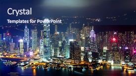  Presentation with hong kong kota - Slide set featuring hong kong central business district background and a  colored foreground