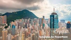  Presentation with hong kong china - Cool new theme with hong-kong-china-aerial-view backdrop and a coral colored foreground
