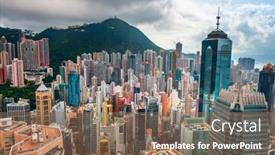  Presentation with hong kong china - Slides with hong-kong-china-aerial-view background and a coral colored foreground