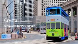  Presentation with tram - Cool new slide deck with hong-kong-china-apr-23 backdrop and a gray colored foreground